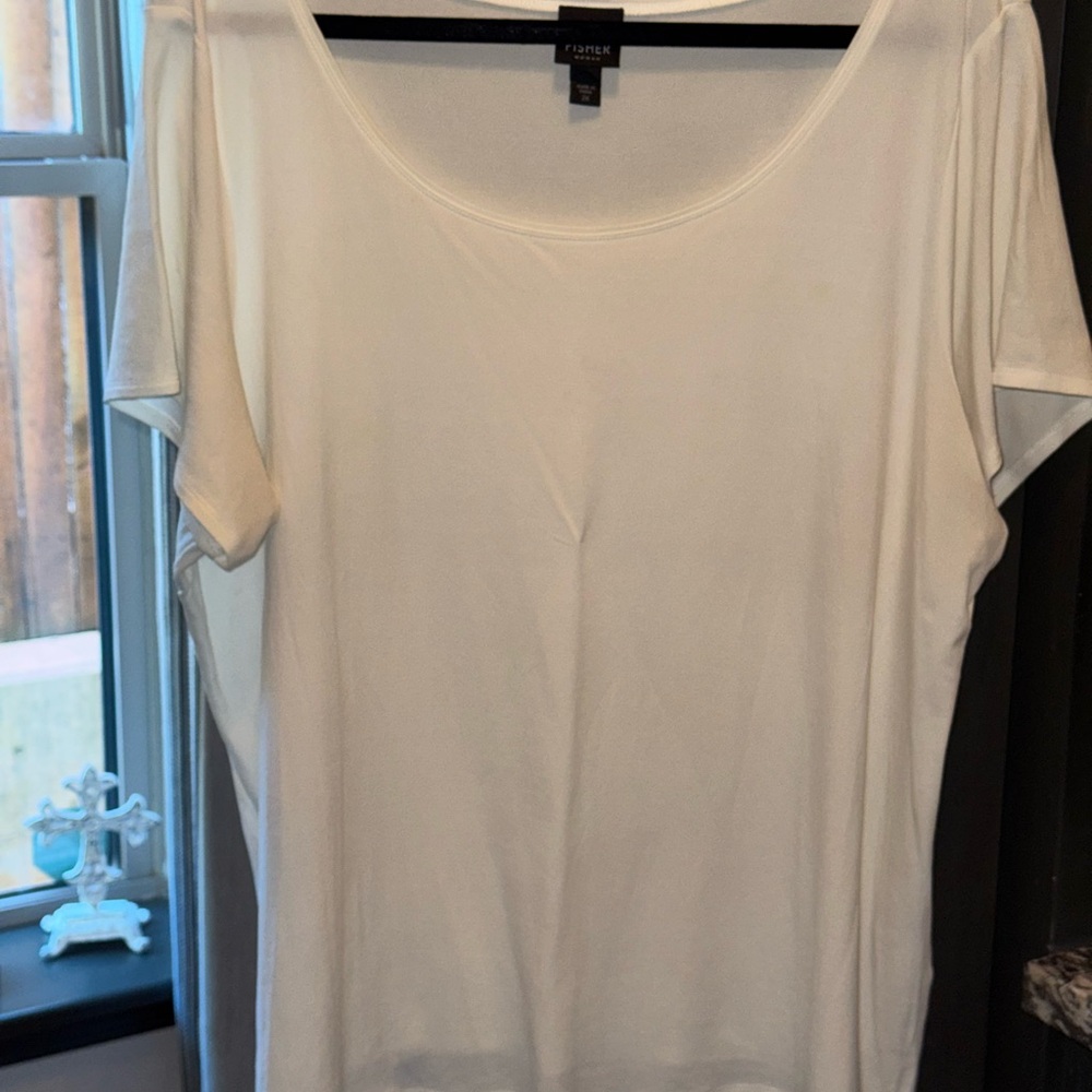 BUNDLE PRICE Eileen Fisher Silk Scoop Neck Women's Tops. One ivory. One black.